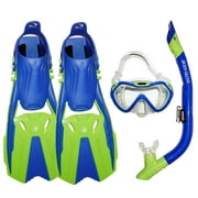 Body Glove Grape Mask Fins and Snorkel Set for Snorkeling, Diving, and Swimming-Tempered Glass-Silicone-Flex Tube-Snorkel Dry top-Splash Guard-Travel Bag