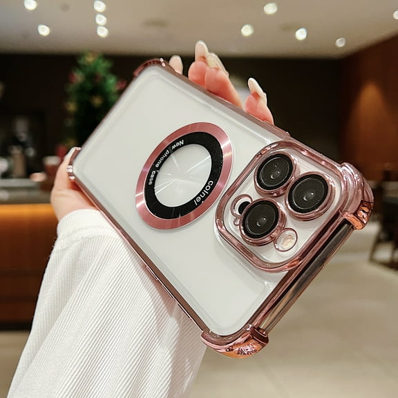 Clear for iPhone 14 Pro Magnetic Case Compatible with MagSafe, Military Grade Shockproof Full Camera & Four-Corner Protection Anti-Fingerprints Transparent Case for iPhone 14 Pro, Pink