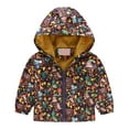 thumbnail image 2 of ATOGUTA Toddler Coats for Girls Hooded Jacket Windbreaker Lightweight Print Coat Autumn Long Sleeve Windproof Outwear Brown, Size 2T-8, 2 of 6