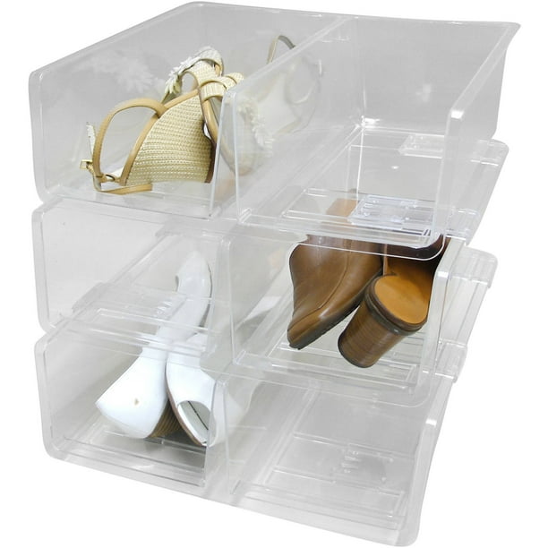 clear shoe bins