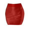thumbnail image 4 of EDFBUYKRS Female Skirts Pleated Mini Skirts for Women Casual Women's Shiny Metallic Mini Skirt Wet Leather Short Skirt Stretch Pencil Party Skirt High Waist Clubwear, 4 of 4