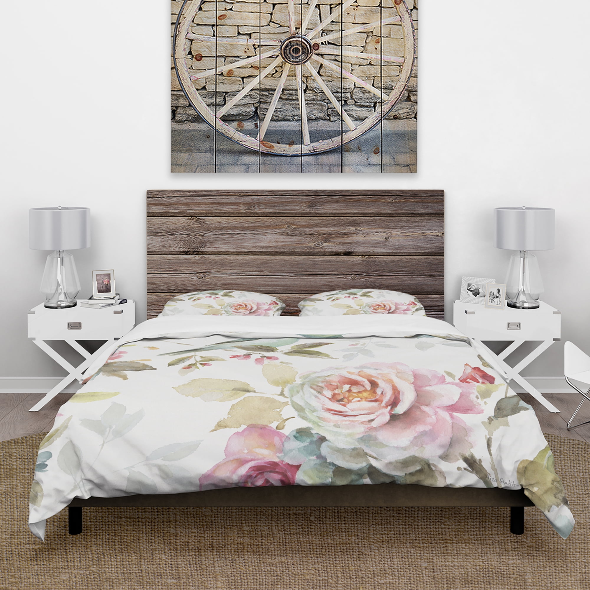 Designart 'Beautiful Bird Romance II' Cottage Duvet Cover Set
