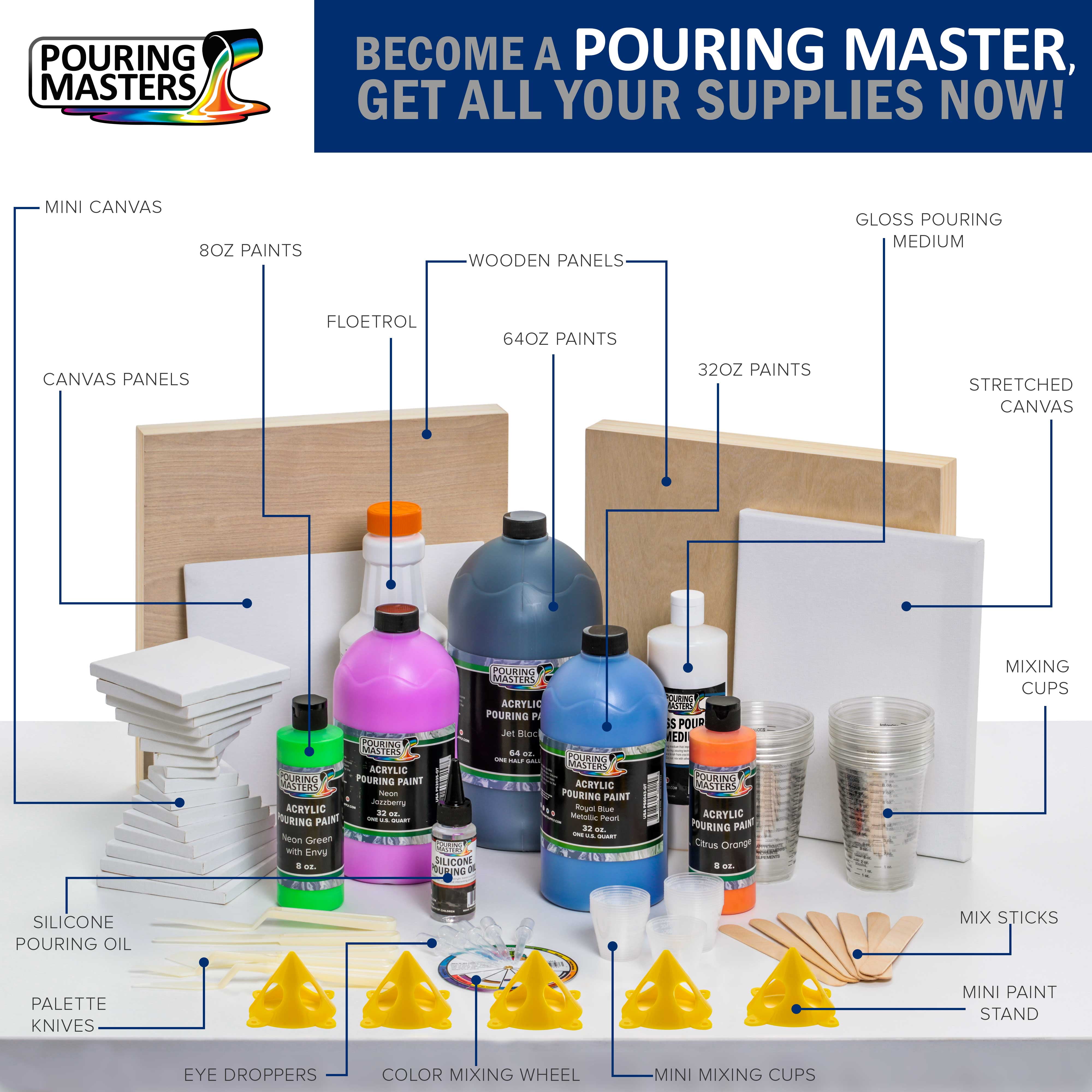 Pouring Masters 24 Karat Gold Metallic Acrylic Ready to Pour Pouring Paint – Premium 32-Ounce Pre-Mixed Water-Based
