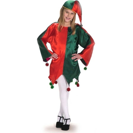 Satin Jingle Elf Child Halloween Costume, Small