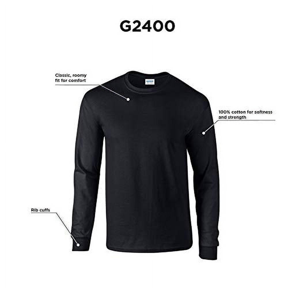 Gildan Men's Ultra Cotton Long Sleeve T-Shirt, Style G2400, Multipack,  Black (10-Pack), Large 