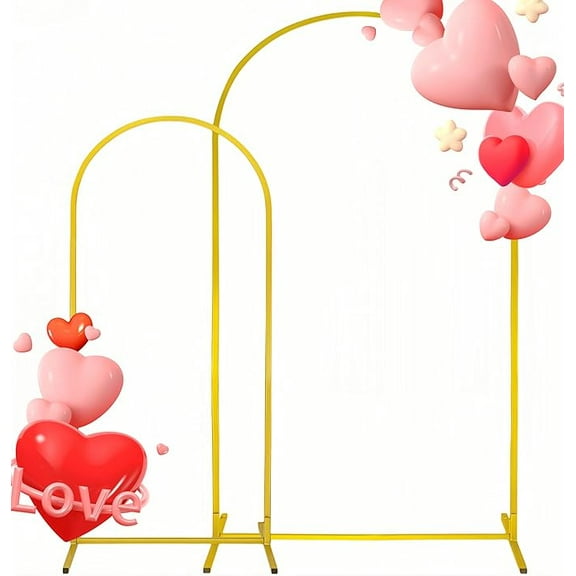 Set of 2 Gold Metal Arch Backdrop Stands (7.2FT   6FT) Wedding Arch Frame for Birthday Party, Baby Shower, Graduation Decoration, Balloon Arch Frame for Events & Celebrations