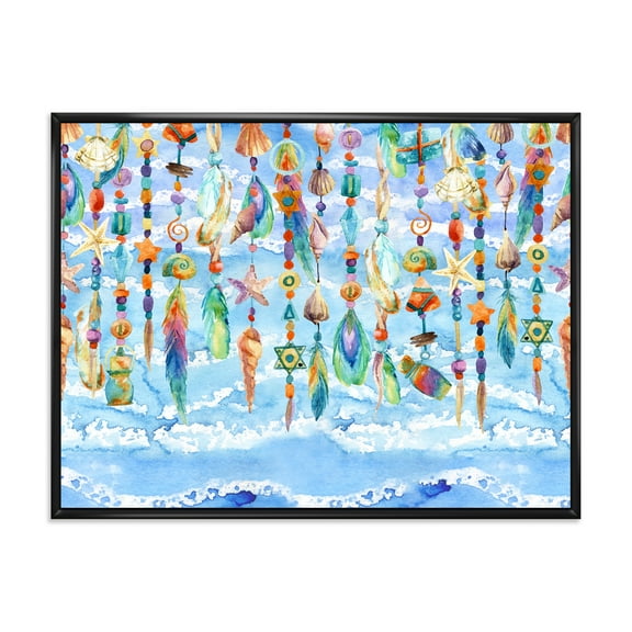 Designart 'Jewelry of Beads and Sea Shell' Traditional Framed Canvas Wall Art Print