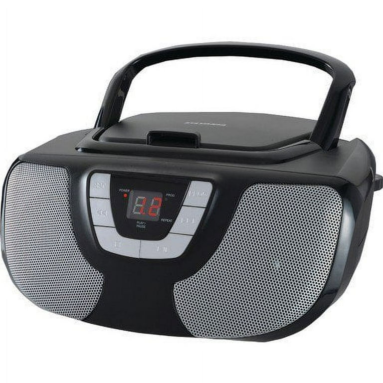 Sylvania SRCD1025 Portable CD Radio Boombox - Black - Walmart.com