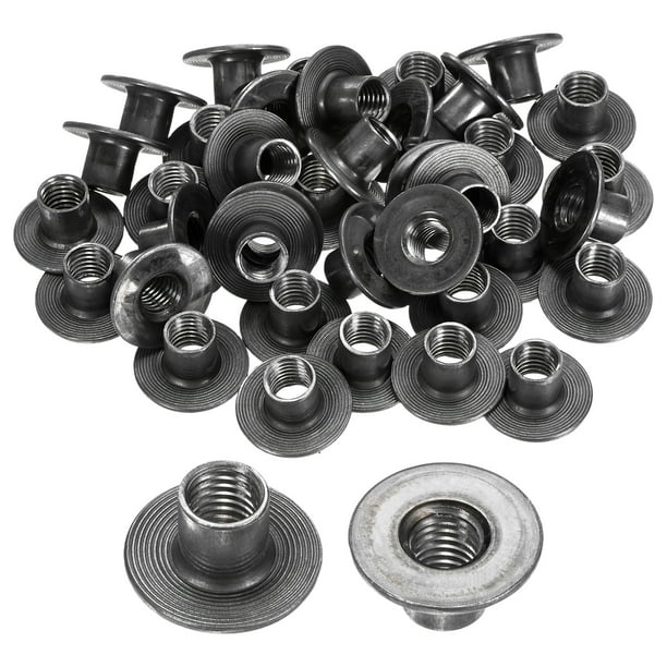 Uxcell 50-Pack M10x12mm Tuercas en T Galvanizadas de Acero al Carbono Tuercas de Base Redonda de Soldadura Grises
