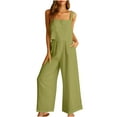 thumbnail image 2 of ICHUANYI Clearance Women's 2-piece Casual Suit Linen Shorts Sleeveless Vest Sleeveless Crewneck Top/Shirt Suit(Green, S) ICHUANYI WER2023080912717, 2 of 6