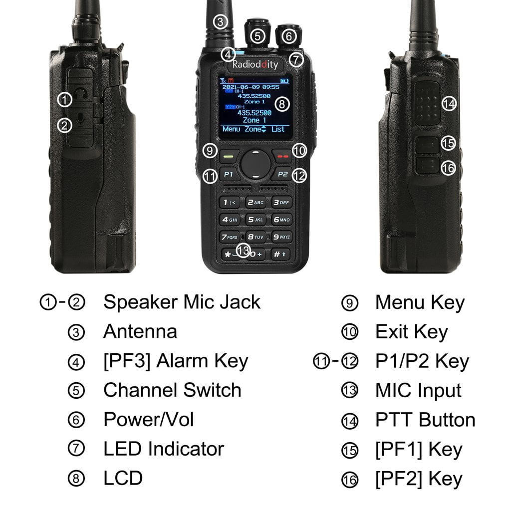 Radioddity GD-AT10G DMR Handheld Ham Radio Digital Analog Long Range 10W UHF, Tier I & II, with GPS APRS, 3100mAh Rechargeable Battery, Work with Hotspot