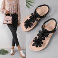 thumbnail image 6 of WIZUTIZ Thong Sandals for Women Beach Sandals for Women 2025 Comfort Casual Elastic Flowers Sandals Pull-On Summer Shoes Mid Heel (2"-3") Medium Solid Sandals for Ladies Weekend Black, 6 of 6