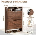 thumbnail image 2 of Shoe Storage Cabinet with 2 Flip Drawers,Farmhouse Narrow Shoe Organizer with Legs,Freestanding Hidden Slim Shoe Rack Cabinet with Open Storage for Entryway,Hallway, Foyer, Rustic Brown, 2 of 9