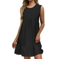 thumbnail image 2 of LOVZFMLL Dresses for Women 2025 Summer Sleeveless Tank Midi Sundress Casual Ruffle Hem Tiered Beach Vacation Clothes Black L, 2 of 6
