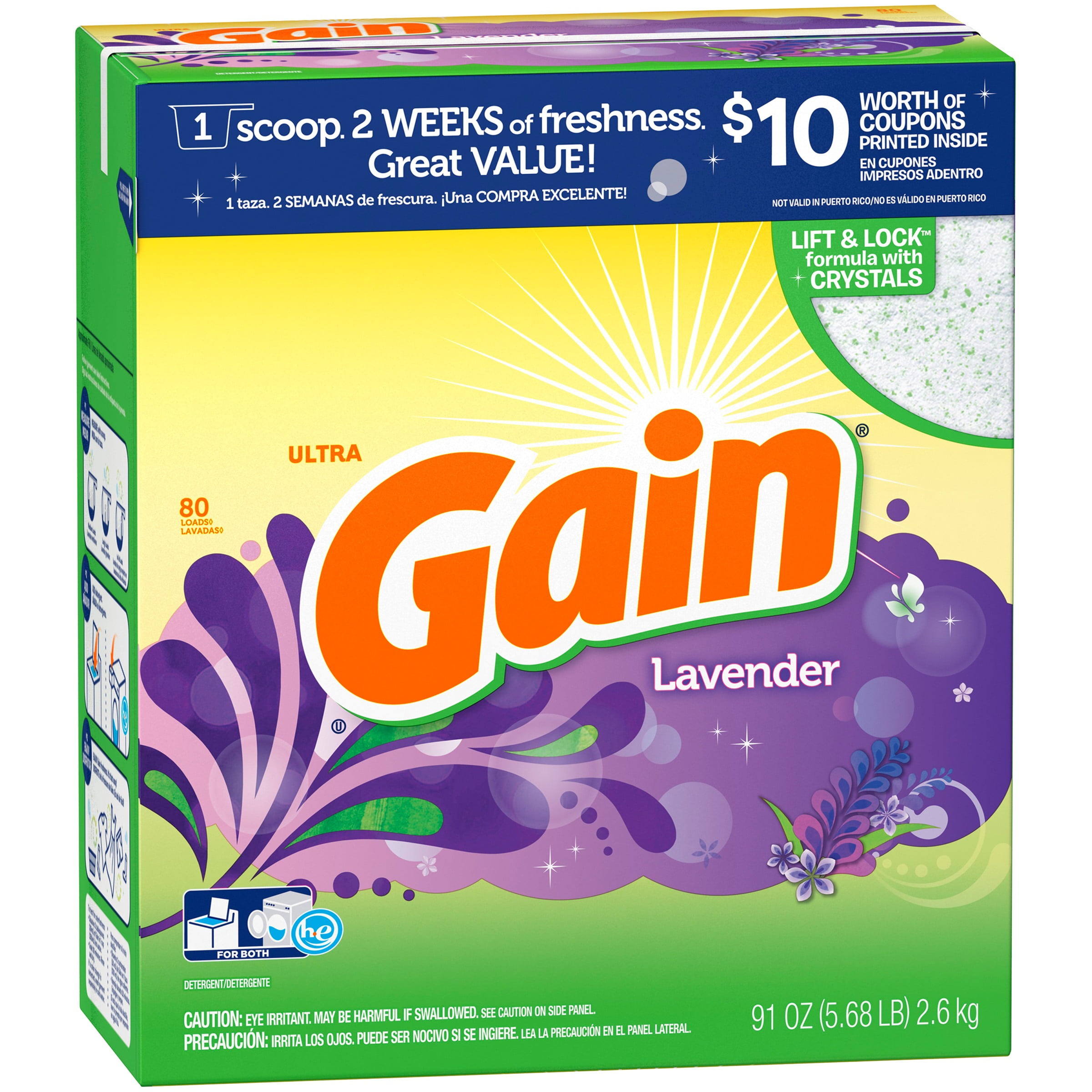 Gain Laundry Detergent Powder, Lavender, 80 Loads 91 oz Walmart