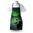 thumbnail image 3 of Aurora Borealis Apron Magic Nature Panorama Coastline Oval Energy Sky Mist Picture, Unisex Kitchen Bib Apron with Adjustable Neck for Cooking Baking Gardening, Almond and Lime Green, by Ambesonne, 3 of 3