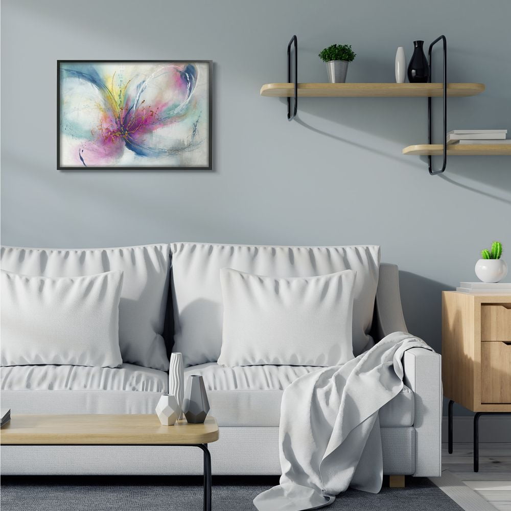Stupell Industries Organic Butterfly Shape Pink Blue Nature Painting Framed Wall Art Design by K. Nari, 24" x 30", Black Framed