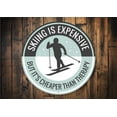 thumbnail image 1 of Witty Skiing Novelty Sign, Metal Wall Decor - 12" Round, 1 of 4
