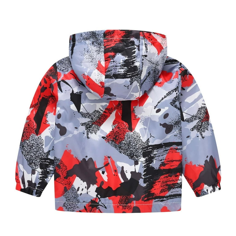 PMVFHDE Fall Jacket 4t Toddler Boys Girls Cartoon Prints Casual Light Coat Hooded Jacket Windproof Zipper Outwear Red 12 18 Months Walmart