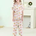thumbnail image 4 of CAIXIA Girls Pajama Set 3pcs Matching Y2k Silky Lounge Sets Short Sleeve with Shorts and Pants Sleepwear Loungewear Sets Pjs Set,28-Beige, 4 of 6