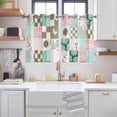 thumbnail image 2 of Spring Floral Checkered Kitchen Curtains Window Panels, Turquoise Pink Buffalo Plaid Insulated Window Treatment Curtain, Grommet Curtains for Bedroom/Living Room/Bathroom, 2 Piece 42"Wx54"L, 2 of 8