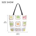 thumbnail image 5 of FORMRS Womens Canvas Tote Bag with Zipper Inner Pocket Shoulder Handbag, Toasts Pattern, 5 of 7