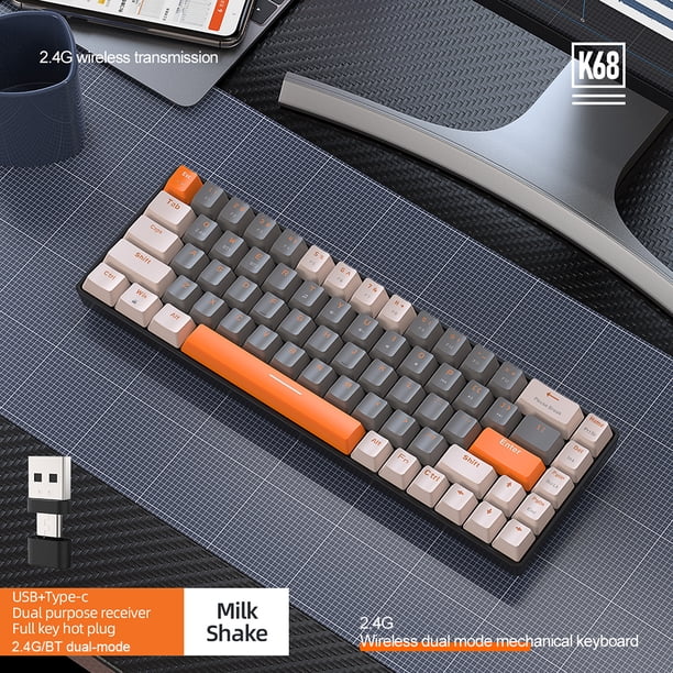 Teclado mecánico para juegos K68, teclado de jugador de modo Dual, conexión en caliente para ordenador PC Barbie Nuevos Originales