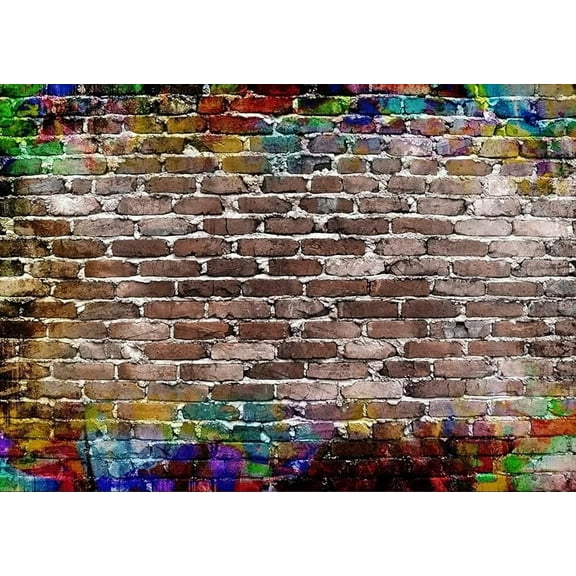 7x5ft Colorful Graffiti Brick Wall Backdrop, Ideal for Photo Studio, Birthday Party, Wedding
