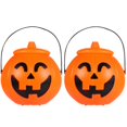 thumbnail image 2 of Pumpkin Plastic Bucket Halloween Decorations For Haunted Houses Lighting And Storage 2Set, 2 of 5