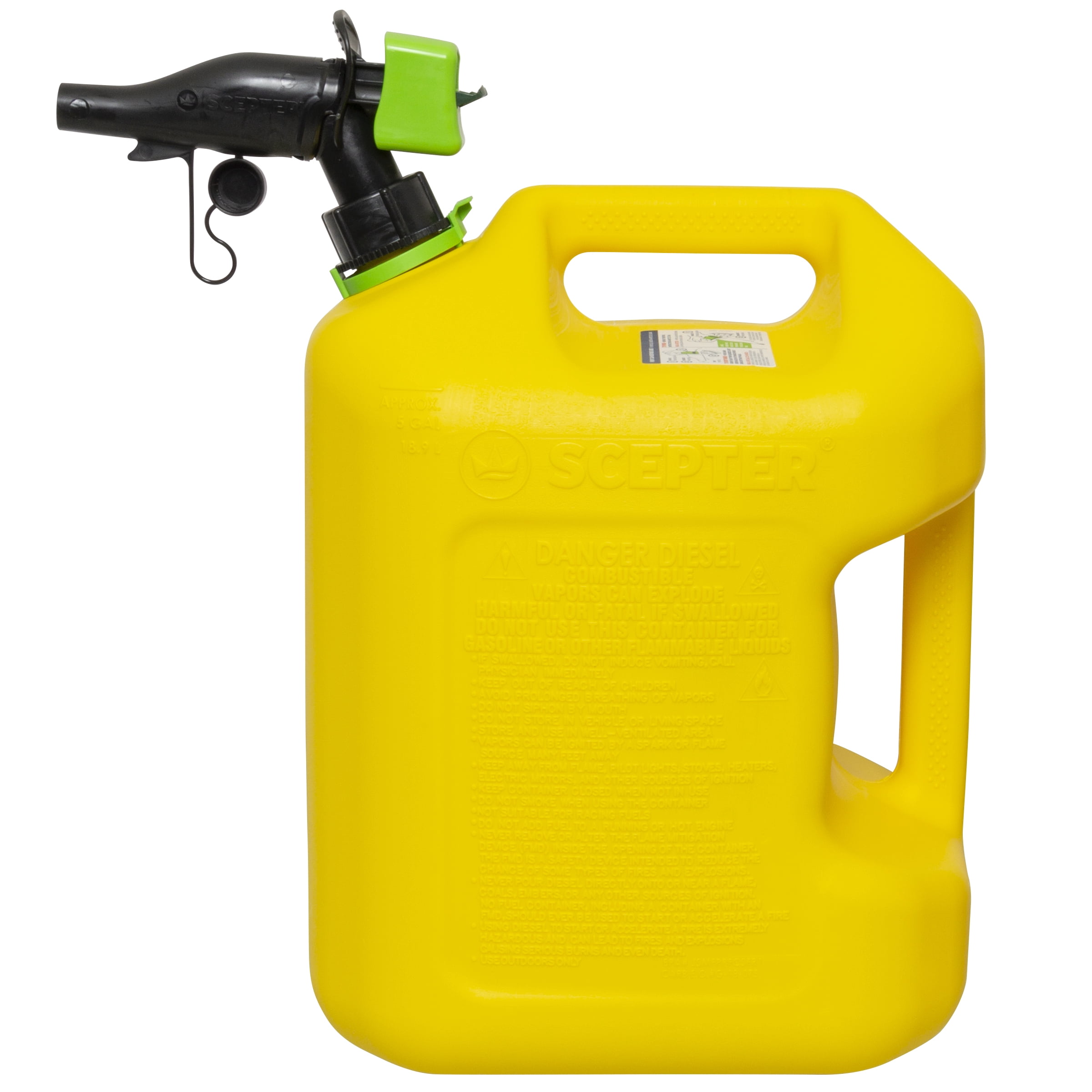 Scepter 5 Gallon SmartControl Dual Handle Diesel Fuel Container, FSCD571, Yellow Gas Can