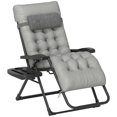 thumbnail image 1 of Grey Padded Folding Recliner Chair – Patio Lounger with Cupholder, Adjustable Backrest & Removable Cushion – Ideal for Outdoor Relaxation & Easy Storage, 1 of 7