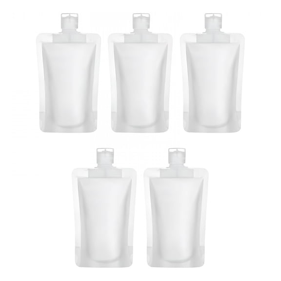 GASTROPOD 5 Pack Travel Pouches for Toiletries,Travel Size Portable Containers,Stand Up Pouch,Refillable Travel Accessories for Shampoo Conditioner Lotion Soap Liquids-Large Size
