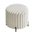 thumbnail image 4 of GZXS Beige Upholstered Round Faux Fur Ottoman with Metal Legs, 22" Pouf Footrest Stool for Living Room, Bedroom, or Entryway Seating, 4 of 7