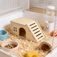 thumbnail image 2 of Tiny Hamster Maze Wood House Fun Slide House Double-Decker Hut for Dwarf Gerbil Mouse Mice Rat Small Animals, Wooden Hamster Hideout House, 2 of 5
