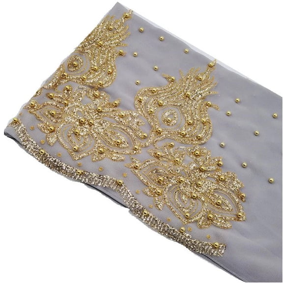 Chiffon Hijabs Scarf Turban Gold Glitters Beads Hijab For Woman Ramadan Foulard Femme Long Headscarf