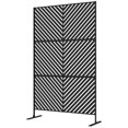 thumbnail image 1 of 6.5FT Outdoor Metal Privacy Screen, 3-Panel Triangle Design Steel Garden Divider & Plant Trellis for Patio, Yard or Walkway, Decorative Space Separator, Black, 78" H x 48" L, 1 of 7