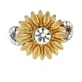 thumbnail image 4 of Yuehao Rings for Women, Gifts for Women, Exquisite Women's Two Tone Silver Floral Ring Round Diamond Gold Sunflower Jewel, 4 of 6
