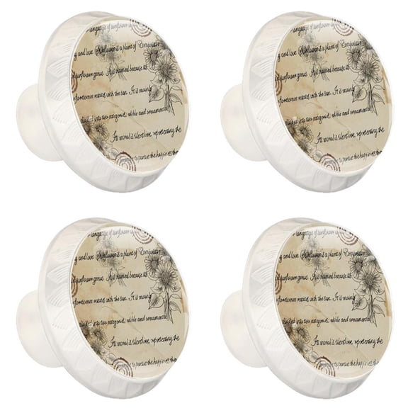 4 Pcs Sunflower Knobs for Kitchen Cabinet Cupboard Dresser Bookcase Drawer Pulls Handles Round Home Decor