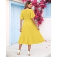 thumbnail image 3 of Vestido AUSELILY de verano para mujer, cuello en V, manga corta, amarillo, 3 of 6
