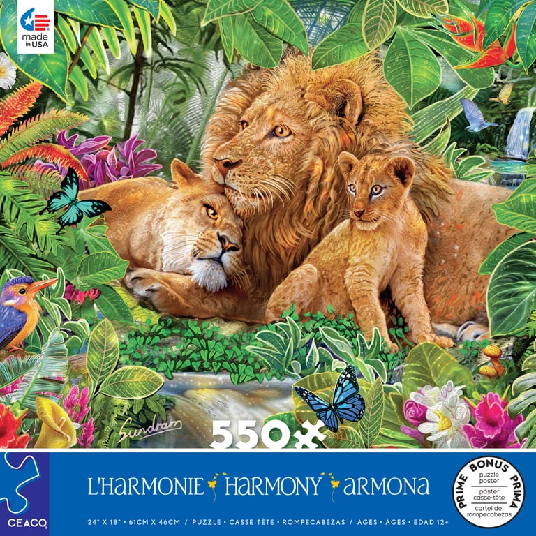Lion Family Shaped Jigsaw Puzzle – SunsOut Quality – Made In USA, Interlocking Pieces