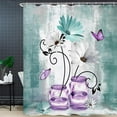 thumbnail image 3 of Veigike Rustic Farmhouse Floral Shower Curtain, 36” x 70”, Purple Teal Daisy & Butterfly Fabric, 3 of 5