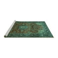 thumbnail image 2 of Ahgly Company Machine Washable Indoor Round Persian Turquoise Blue Traditional Area Rugs, 6' Round, 2 of 4