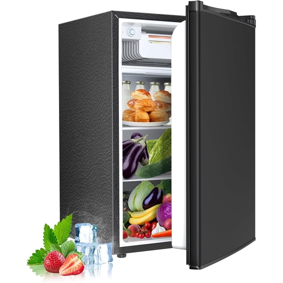 WAA 4.5 Cu.Ft Mini Fridge with Freezer Reversible Door,Adjustable Thermostat for Small Spaces (Black)