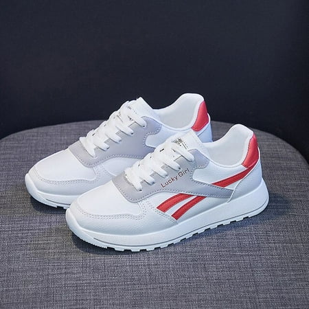 

2021 New Women Casual Sport Shoes Girl Street Leather Mesh Patchwork Stripe Comfortable Sneakers All Seasons Trainers 3 Colors