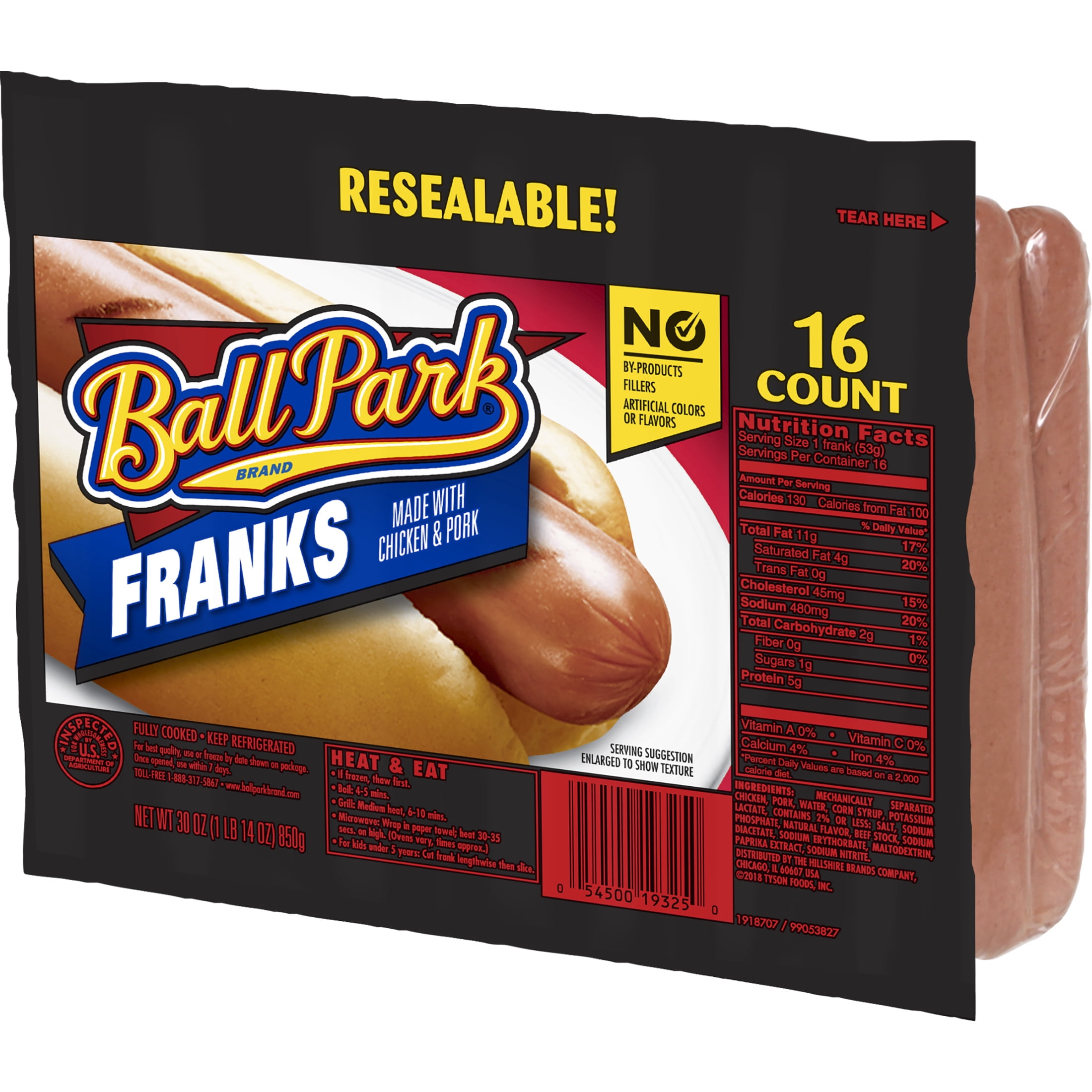 Ball Park Classic Hot Dogs, 16 Count 