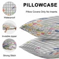 thumbnail image 5 of Throw Pillow Covers 20x20 Inch Set of 2, Wildflowers Waterproof Outdoor Pillow Covers, Spring Watercolor Tulip Floral Leaf Grey Plaid Decorative Cushion Pillowcases for Couch, Sofa, Bed, Patio, 5 of 9