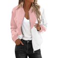 thumbnail image 3 of Bovemsi Women's Floral Bomber Jacket 2025 Causal Zip Up Coats Long Sleeve Stand Collar Fall Jackets Lightweight Outerwear Tops Light Jackets, 3 of 7
