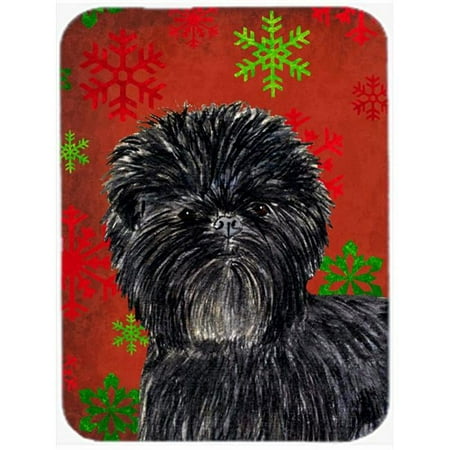 

Affenpinscher Red and Green Snowflakes Christmas- Glass Cutting Board - Large