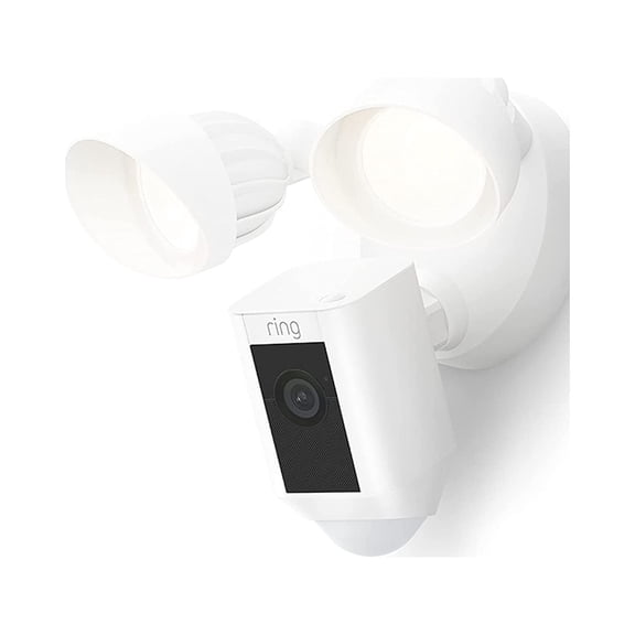 Floodlight Cam Wired Plus (newest model), Outdoor home or business security with motion-activated 1080p HD video and floodlights, White