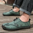 thumbnail image 6 of Mens Leather Casual Shoes Lightweight Breathable Walking Shoes Comfortable Retro Loafers Driving Office Outdoor Green 8.5 US, 6 of 7